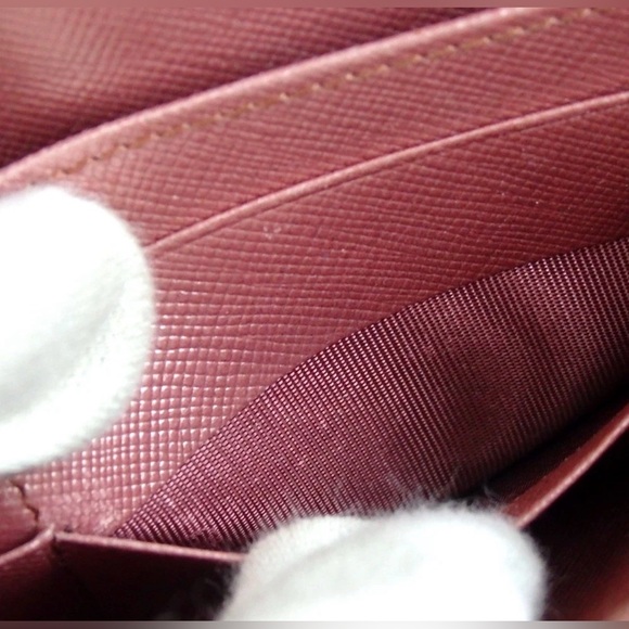 PRADA Saffiano Metallic Pink Leather Zip Around Wallet π - Picture 12 of 16